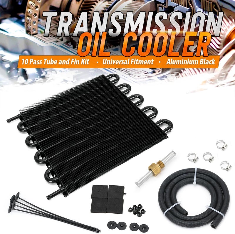 SJDYYMX Universal 5/16" Transmission Oil Cooler Kit Aluminium alloy 10 Pass Tube & Fin Black - Image 2